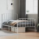 Metalowa rama łóżka z wezgłowiem i zanóżkiem, biała, 107x203 cm