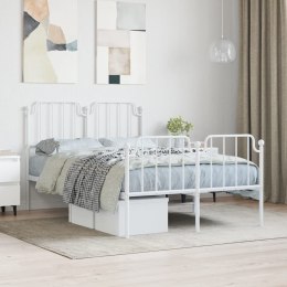 Metalowa rama łóżka z wezgłowiem i zanóżkiem, biała, 120x200 cm