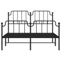 Metalowa rama łóżka z wezgłowiem i zanóżkiem, czarna, 135x190cm