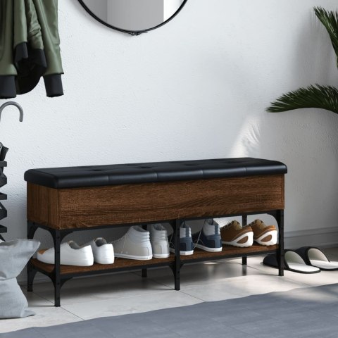 Ławka na buty, brązowy dąb, 102x32x45 cm