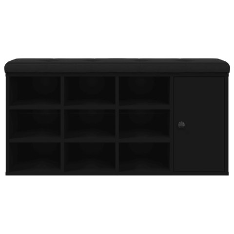 Ławka na buty, czarna, 102x32x50 cm, materiał drewnopochodny