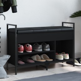 Ławka na buty, czarna, 85,5x32x57,5 cm, materiał drewnopochodny