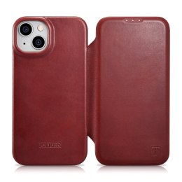 Skórzane etui iPhone 14 Plus z klapką magnetyczne MagSafe CE Oil Wax Premium Leather bordowy