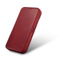 Skórzane etui iPhone 14 Pro Max z klapką magnetyczne MagSafe CE Oil Wax Premium Leather bordowy