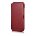 Skórzane etui iPhone 14 Pro z klapką magnetyczne MagSafe CE Oil Wax Premium Leather bordowy