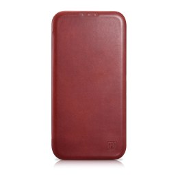 Skórzane etui iPhone 14 z klapką magnetyczne MagSafe CE Oil Wax Premium Leather bordowy