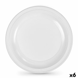 Zestaw talerzy wielokrotnego użytku Algon Okrągły Biały Plastikowy 25 x 25 x 2,5 cm (6 Sztuk)