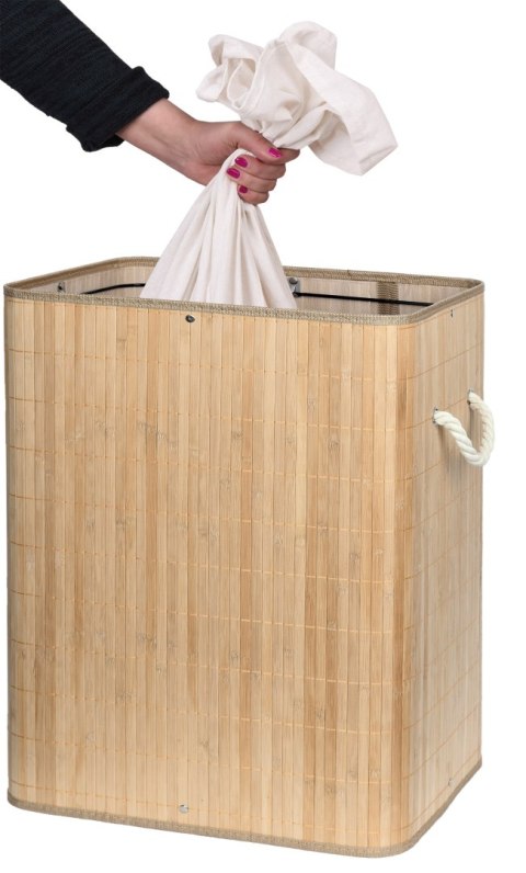 Kosz bambusowy na pranie SOREN 2 komory natural
