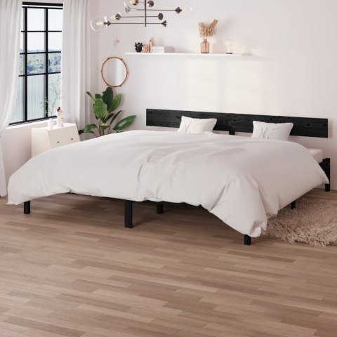 Rama łóżka, czarna, lite drewno sosnowe, 180x200 cm