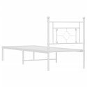 Metalowa rama łóżka z wezgłowiem, biała, 75x190 cm