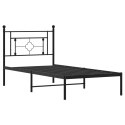 Metalowa rama łóżka z wezgłowiem, czarna, 100x190 cm