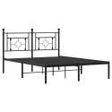 Metalowa rama łóżka z wezgłowiem, czarna, 135x190 cm