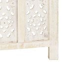 Parawan 3-panelowy, rzeźbiony, biały, 120x165 cm, drewno mango