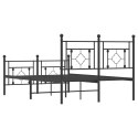 Metalowa rama łóżka z wezgłowiem i zanóżkiem, czarna, 120x200cm
