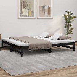 Łóżko rozsuwane, czarne, 2x(75x190) cm, lite drewno sosnowe