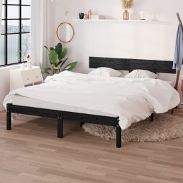 Rama łóżka, czarna, lite drewno sosnowe, 140 x 190 cm