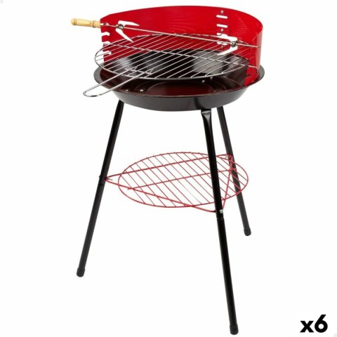 Przenośny grill Aktive Drewno Żelazo Ø 38 cm 37 x 61 x 45 cm (6 Sztuk) Czerwony