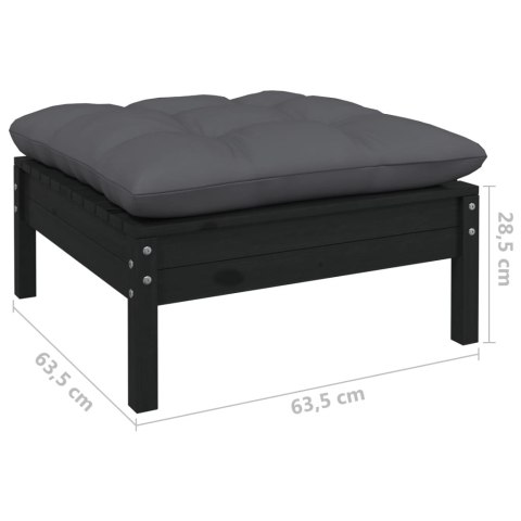 2-osobowa sofa ogrodowa z poduszkami, czarna, drewno sosnowe