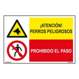 Znak Normaluz Perros Peligrosos / Prohibido El Paso 60 x 40 cm