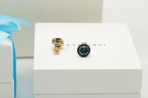 Złote kolczyki KZD6010 - Topaz London Blue