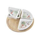 Zestaw do przystawek DKD Home Decor Biały Wielokolorowy Naturalny Bambus Kamionka Tropikalny 21,5 x 21,5 x 1 cm (5 pcs)