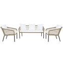 Zestaw Stół i 3 Krzesła DKD Home Decor Biały 137 x 73,5 x 66,5 cm rattan syntetyczny Stal