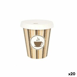 Zestaw kieliszków Algon Z pokrywką Jednorazowe Kawa Karton 6 Części 250 ml (20 Sztuk)