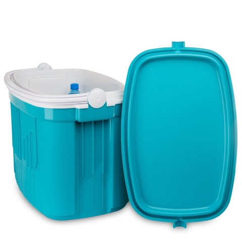 Lodówka turystyczna 42L KAMAI ICEBERG na wkłady mrożące, turkusowa z białą rączką Lodówka turystyczna 42L KAMAI ICEBERG na wkłady mrożące, turkusowa z białą rączką
