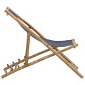 Leżak z bambusa i ciemnoszarego płótna