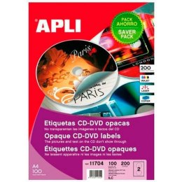 Kleje/Etykiety Apli CD/DVD Biały Ø 117 mm