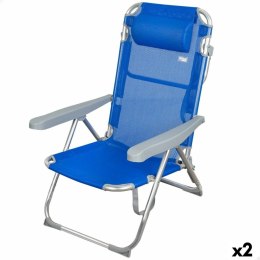 Fotel plażowy Aktive Składany Niebieski 48 x 90 x 60 cm (2 Sztuk)