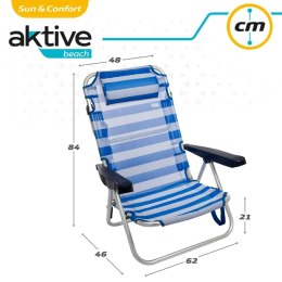 Fotel plażowy Aktive Składany Poduszka Biały Niebieski 48 x 84 x 46 cm (2 Sztuk)