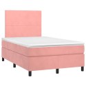Łóżko kontynentalne z materacem, różowe, 120x200 cm, aksamit