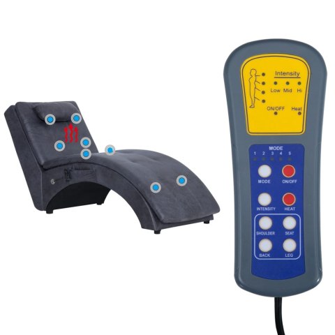 Szezlong masujący z poduszką, szary, sztuczna skóra zamszowa