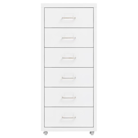 Mobilna szafka kartotekowa, biała, 28x41x69 cm, metalowa