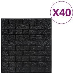 Panele 3D z imitacją cegły, samoprzylepne, 40 szt., czarne