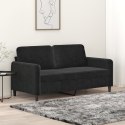 Sofa 2-osobowa, czarna, 140 cm, tapicerowana aksamitem