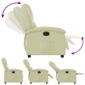 Elektryczny fotel rozkładany, kremowy, obity skórą naturalną