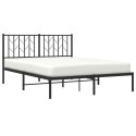 Metalowa rama łóżka z wezgłowiem czarna, 140x200 cm