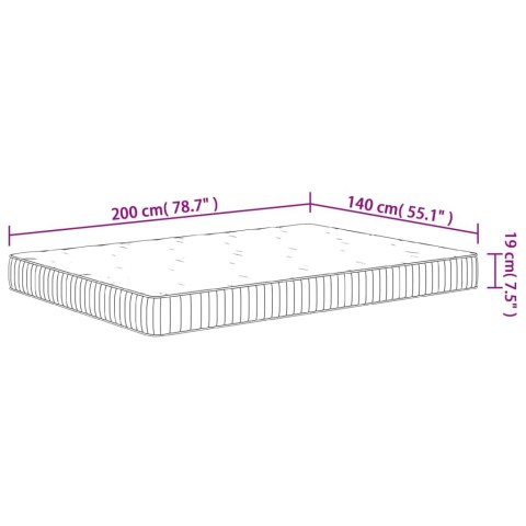 Materac kieszeniowy, twardość średnia, 140x200 cm
