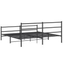 Metalowa rama łóżka z wezgłowiem i zanóżkiem, czarna, 193x203cm