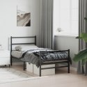 Metalowa rama łóżka z wezgłowiem i zanóżkiem, czarna, 90x190 cm