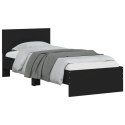 Rama łóżka z wezgłowiem, czarna, 90x200 cm, lite drewno