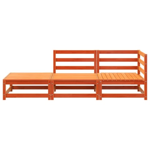 2-osobowa sofa ogrodowa z podnóżkiem, woskowy brąz, lita sosna