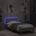 Rama łóżka z wezgłowiem i LED, szary dąb sonoma, 75x190 cm