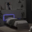 Rama łóżka z wezgłowiem i LED, szary dąb sonoma, 90x200 cm