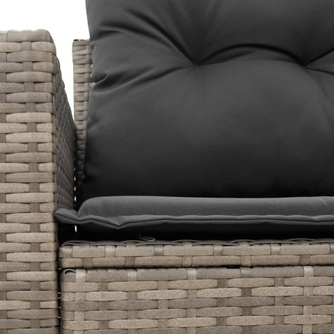 Sofa ogrodowa z poduszkami, 2-osobowa, szara, polirattan