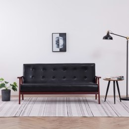 3-osobowa sofa, czarna, sztuczna skóra