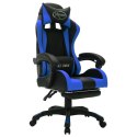 Fotel dla gracza z RGB LED, niebiesko-czarny, sztuczna skóra