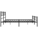 Metalowa rama łóżka z wezgłowiem i zanóżkiem, czarna, 183x213cm